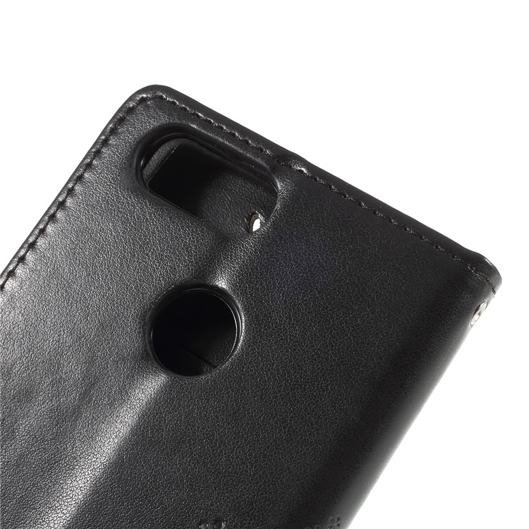 Imprint Tree Owl Magnetic Wallet PU Leather Casing Cover with Stand for ZTE Blade V9 - Black-5