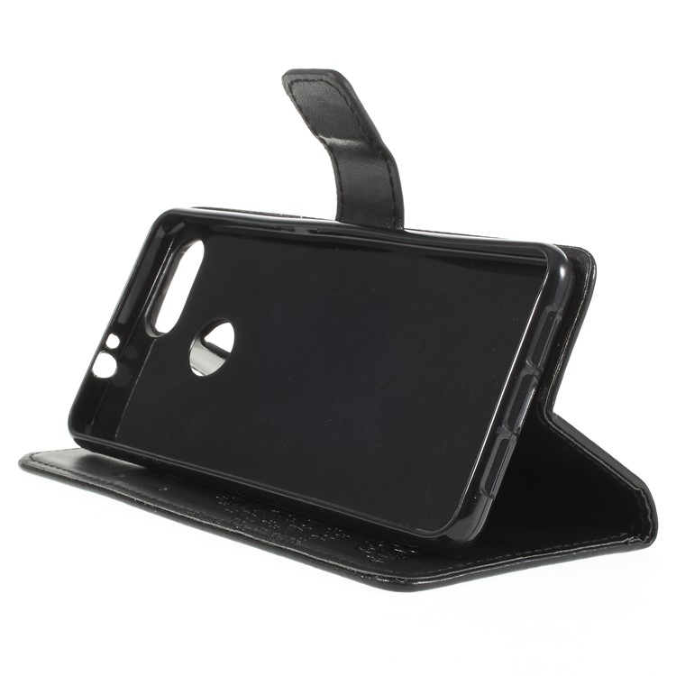 Imprint Tree Owl Magnetic Wallet PU Leather Casing Cover with Stand for ZTE Blade V9 - Black-6