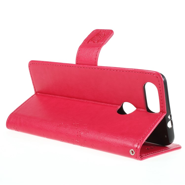 Imprint Tree Owl Magnetic Wallet PU Leather Casing with Stand for ZTE Blade V9 - Rose-5