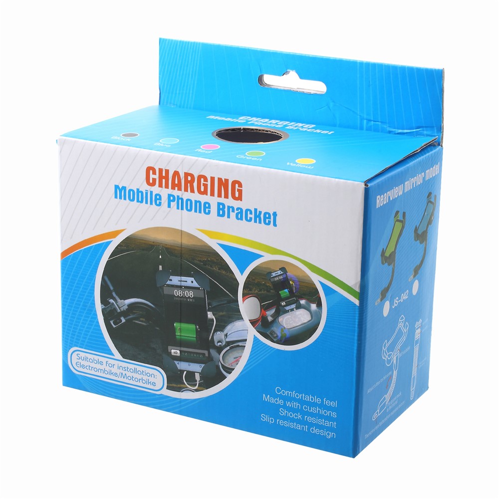Universal Motorcycle Handlebar Mount Phone Holder with USB Charging Port for iPhone Samsung-13