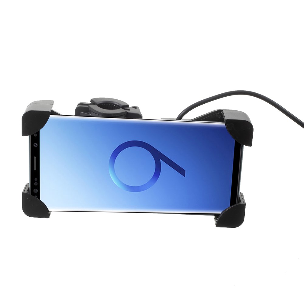 Universal Motorcycle Handlebar Mount Phone Holder with USB Charging Port for iPhone Samsung-5