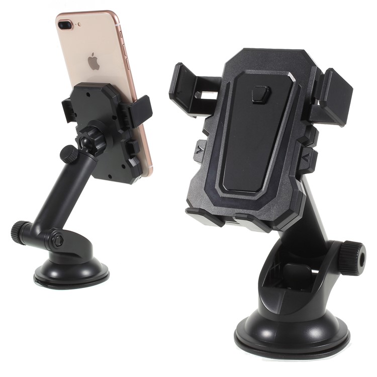 Telescopic Arm Suction Cup Rotary Car Mount Holder for iPhone X/Galaxy S9, Width: 5.3-8.3cm - Black-1