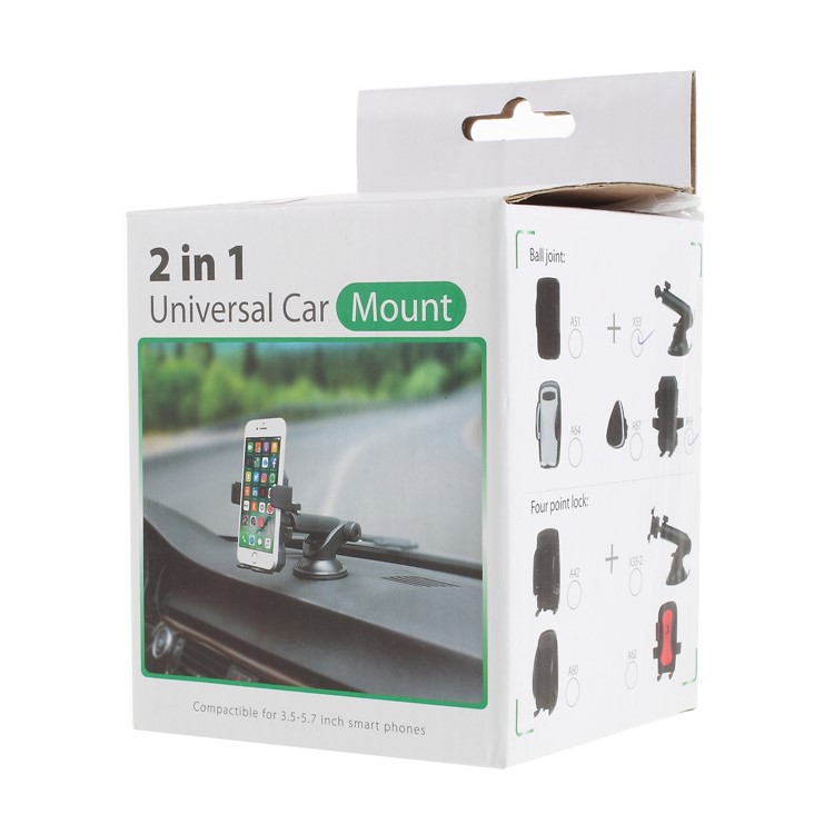 Telescopic Arm Suction Cup Rotary Car Mount Holder for iPhone X/Galaxy S9, Width: 5.3-8.3cm - Black-11