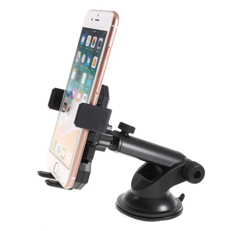 Telescopic Arm Suction Cup Rotary Car Mount Holder for iPhone X/Galaxy S9, Width: 5.3-8.3cm - Black-9