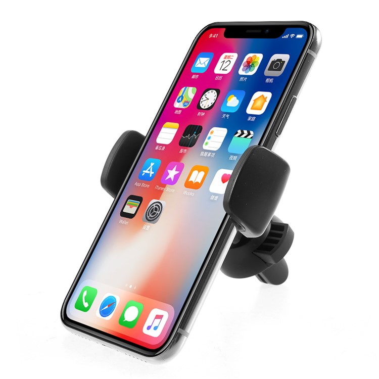 360 Degree Rotary Car Air Vent Smartphone Mount for iPhone Samsung LG etc, Width: 53-83mm - Black-1