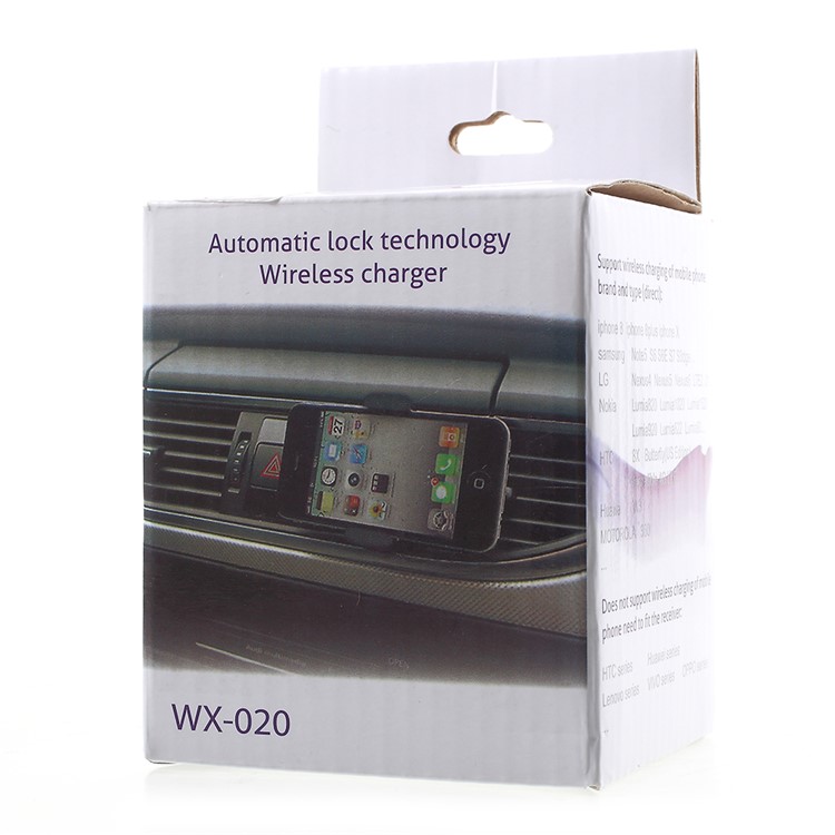 WX-020 360 Degree Rotary Car Air Vent Mount Qi Wireless Charging Holder for iPhone X/8/8 Plus Etc.-8