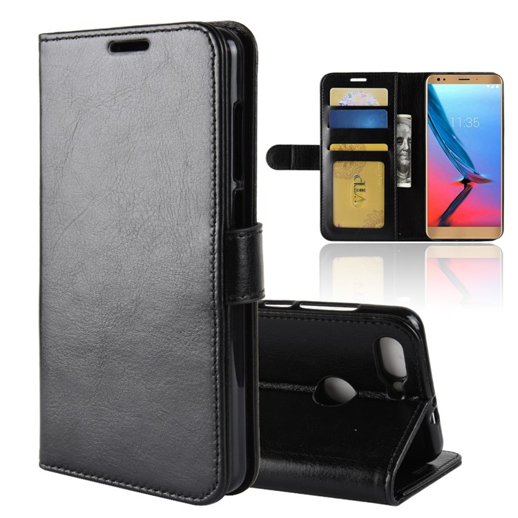 Crazy Horse Wallet Leather Stand Case for ZTE Blade V9 - Black-2
