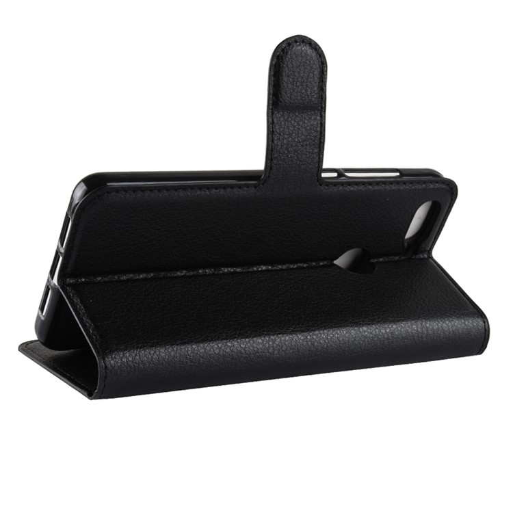 Litchi Skin Wallet Leather Stand Case for ZTE Blade V9 - Black-5