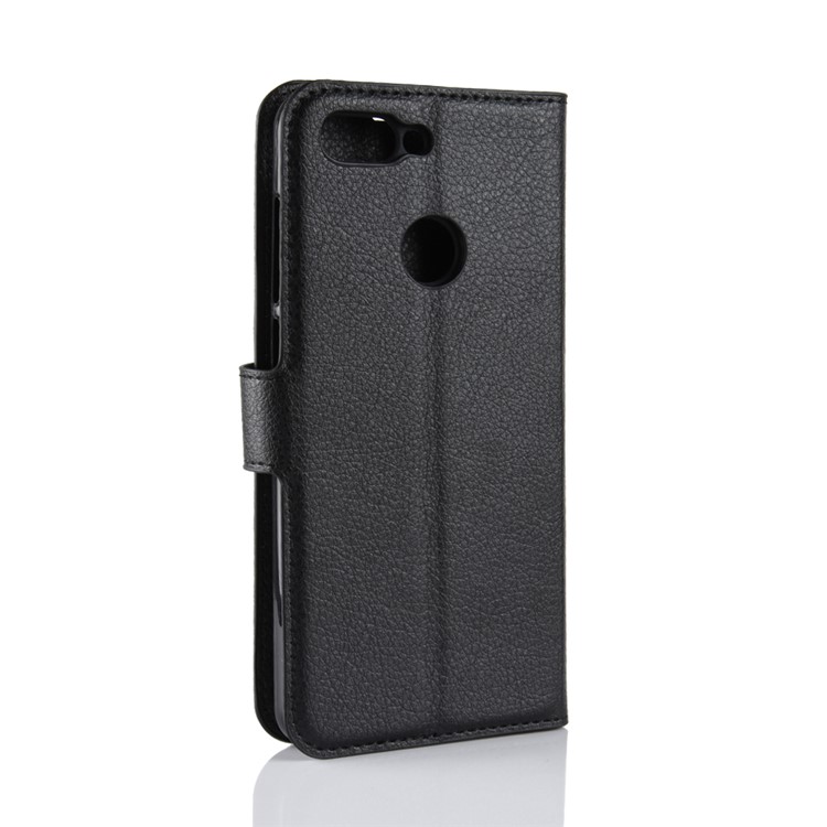 Litchi Skin Wallet Leather Stand Case for ZTE Blade V9 - Black-6