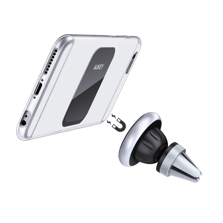 AUKEY HD-C12 Universal Magnetic Car Air Vent Mount Bracket for iPhone Samsung Huawei Etc. - Silver-4