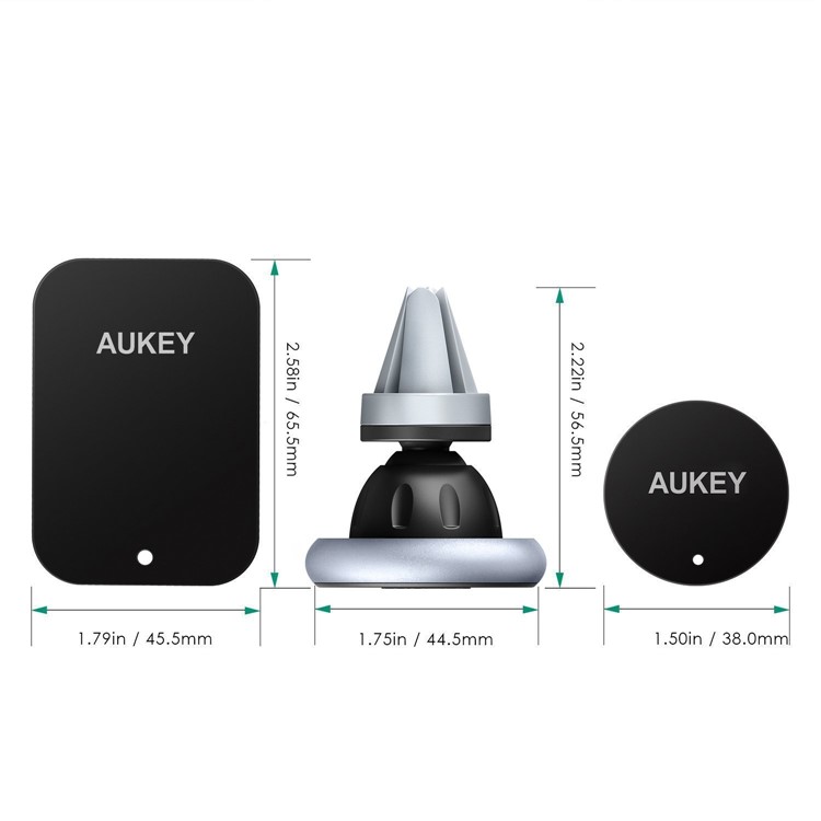 AUKEY HD-C12 Universal Magnetic Car Air Vent Mount Bracket for iPhone Samsung Huawei Etc. - Silver-8