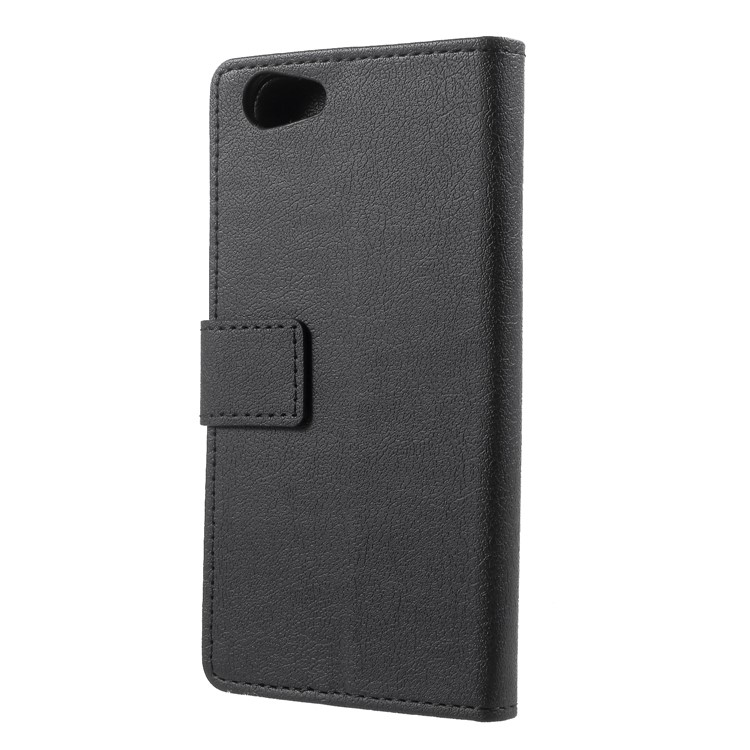 PU Leather Magnetic Wallet Phone Case for ZTE Blade A522 - Black-2
