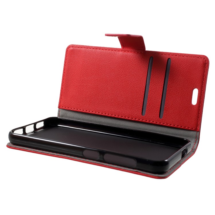 PU Leather Wallet Stand Mobile Phone Casing for ZTE Blade A522 - Red-5