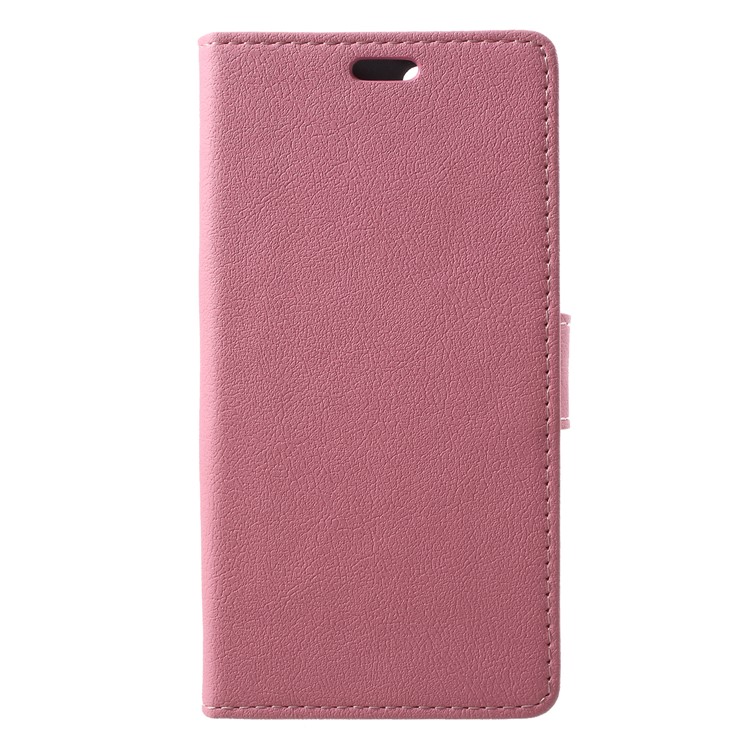 Stand Leather Folio Flip Cell Phone Cover for ZTE Blade A522 - Pink-1