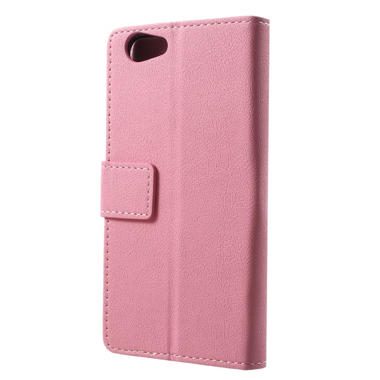 Stand Leather Folio Flip Cell Phone Cover for ZTE Blade A522 - Pink-2