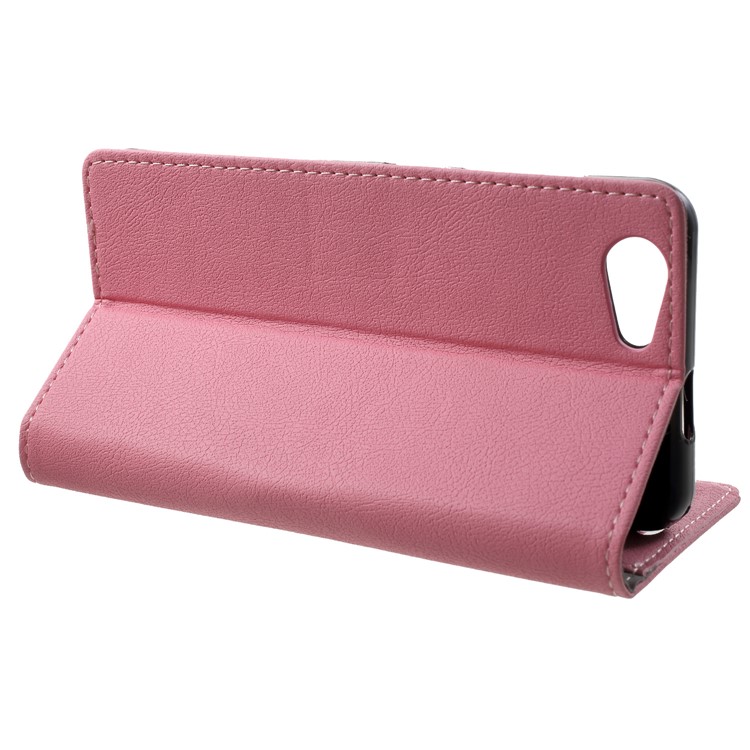 Stand Leather Folio Flip Cell Phone Cover for ZTE Blade A522 - Pink-4