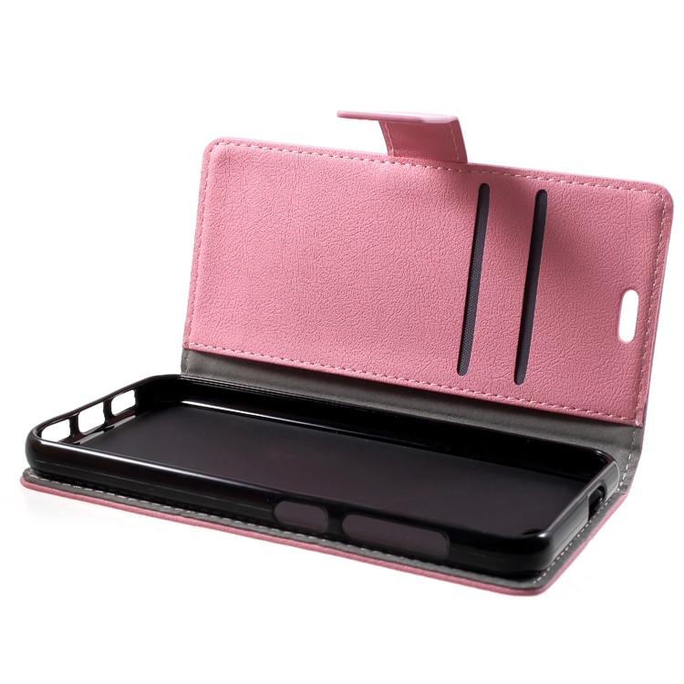 Stand Leather Folio Flip Cell Phone Cover for ZTE Blade A522 - Pink-5