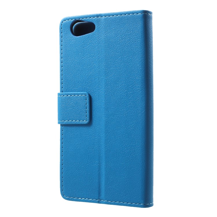 Wallet Stand Leather Protection Mobile Phone Shell for ZTE Blade A522 - Blue-2