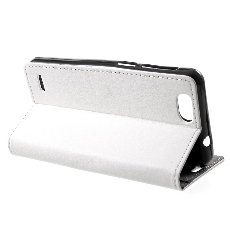 PU Leather Wallet Stand Cell Phone Case for ZTE Blade A330 - White-4