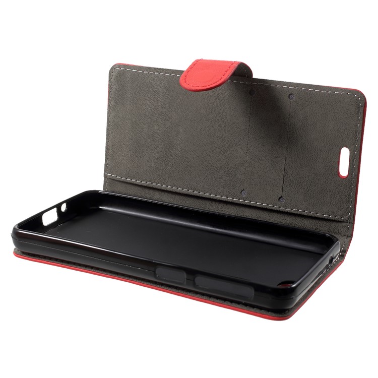 Stand Leather Magnetic Wallet Phone Shell for ZTE Blade A330 - Red-5
