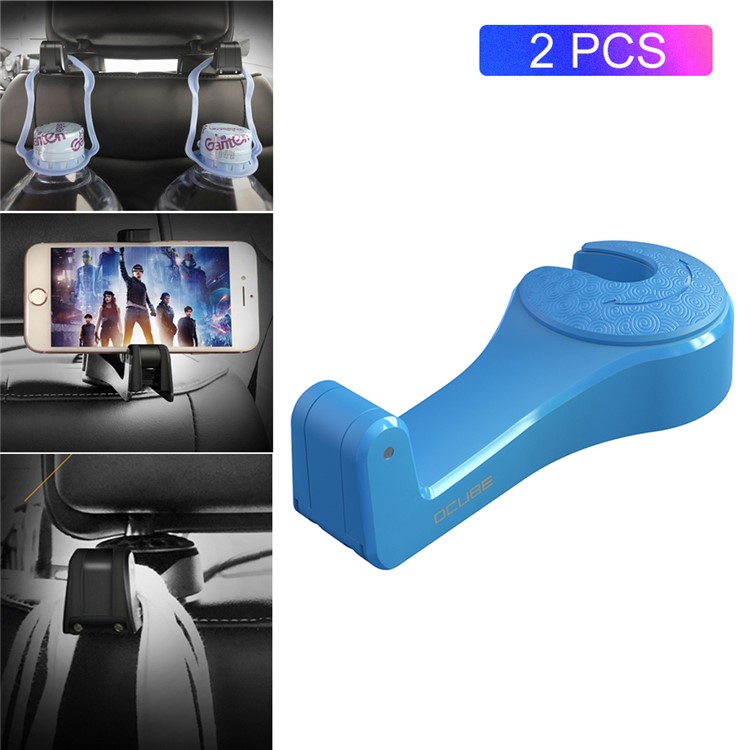 

2Pcs/Set Car Back Seat Hook Hanger Bracket Clip Phone Holder Mount Support - Blue