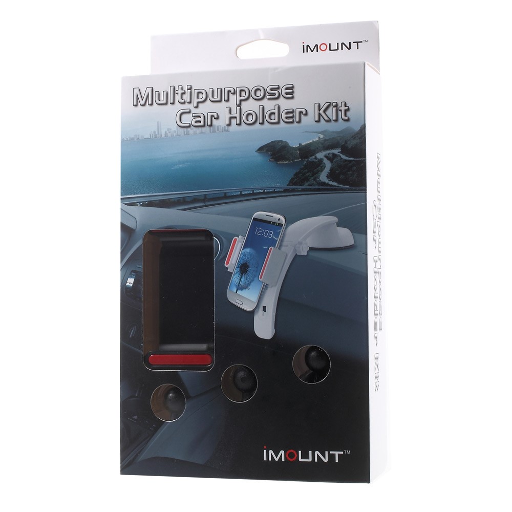 3-in-1 Multifunctional Car Mount Stand for iPhone Samsung Sony, Clamp Range: 5.5 - 8.5cm - Black-13