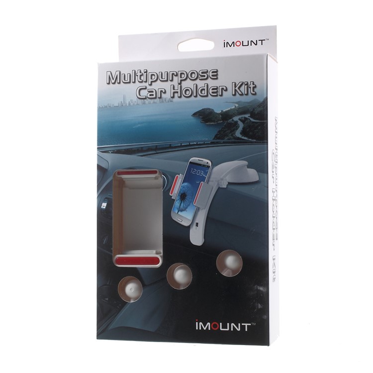 3-in-1 Multifunctional Car Mount Stand for iPhone Samsung Sony, Clamp Range: 5.5 - 8.5cm - White-14
