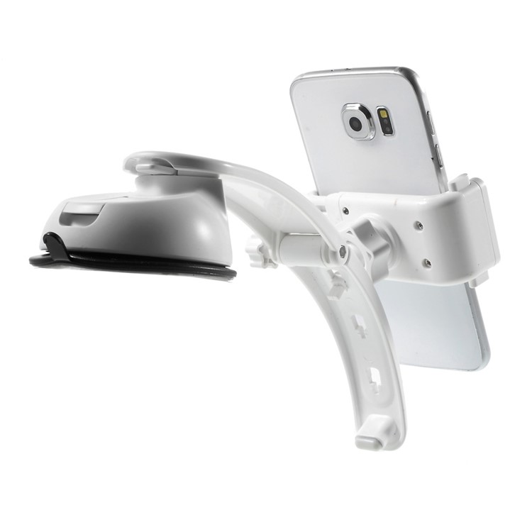 3-in-1 Multifunctional Car Mount Stand for iPhone Samsung Sony, Clamp Range: 5.5 - 8.5cm - White-3