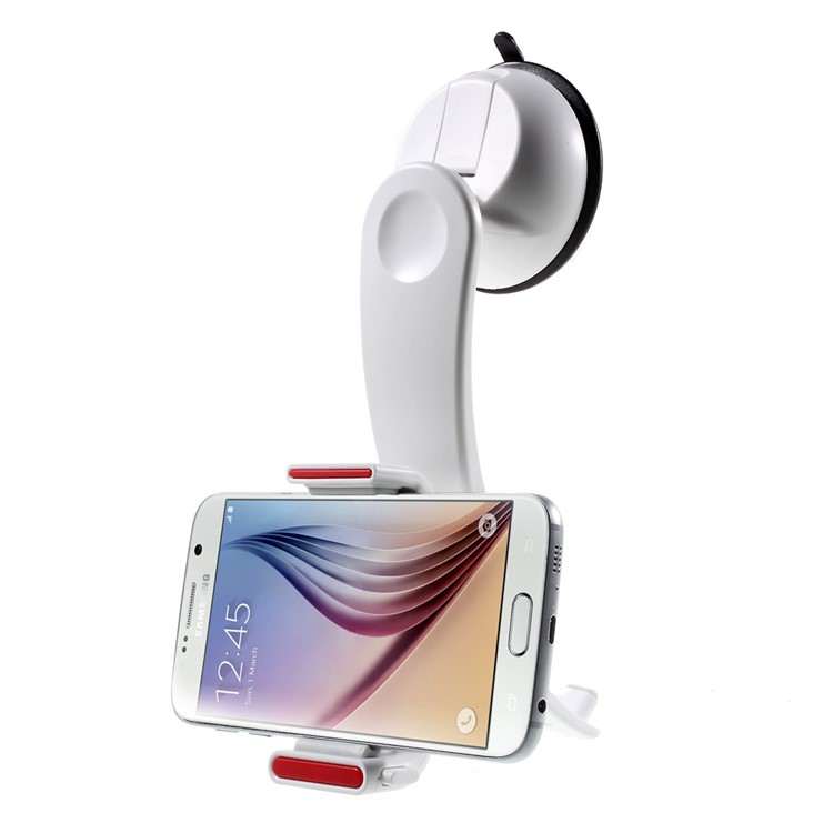 3-in-1 Multifunctional Car Mount Stand for iPhone Samsung Sony, Clamp Range: 5.5 - 8.5cm - White-4