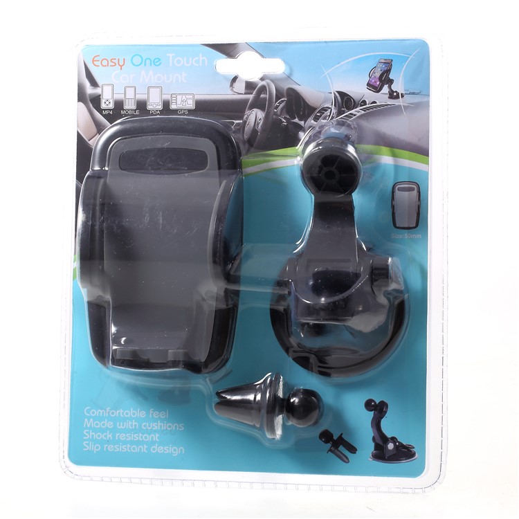 Universal 2-In-1 Car Air Vent Mount + Windshield Suction Cup Phone Holder, Width: 50-95mm - Black-13