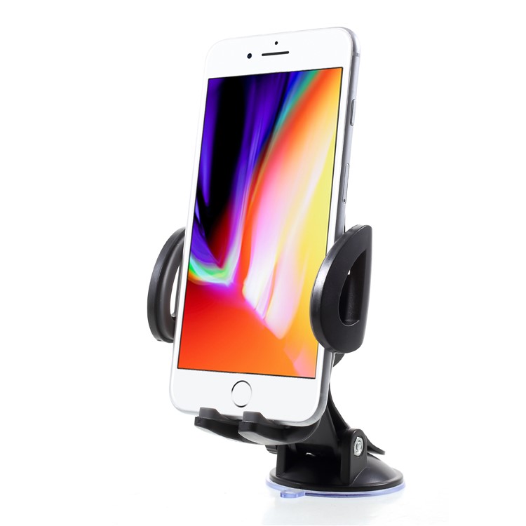Universal 2-In-1 Car Air Vent Mount + Windshield Suction Cup Phone Holder, Width: 50-95mm - Black-2