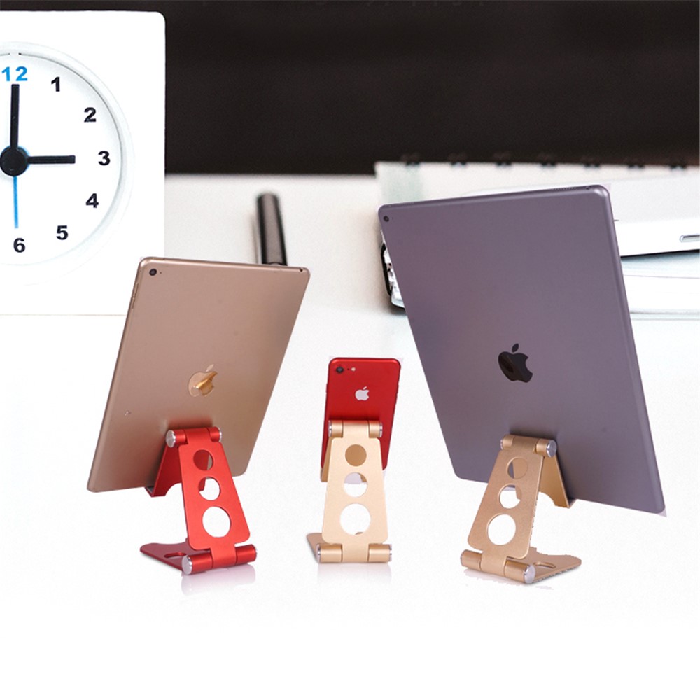 Universal Aluminum Alloy Desktop Stand for iPhone Samsung Huawei - Size: L / Silver-5