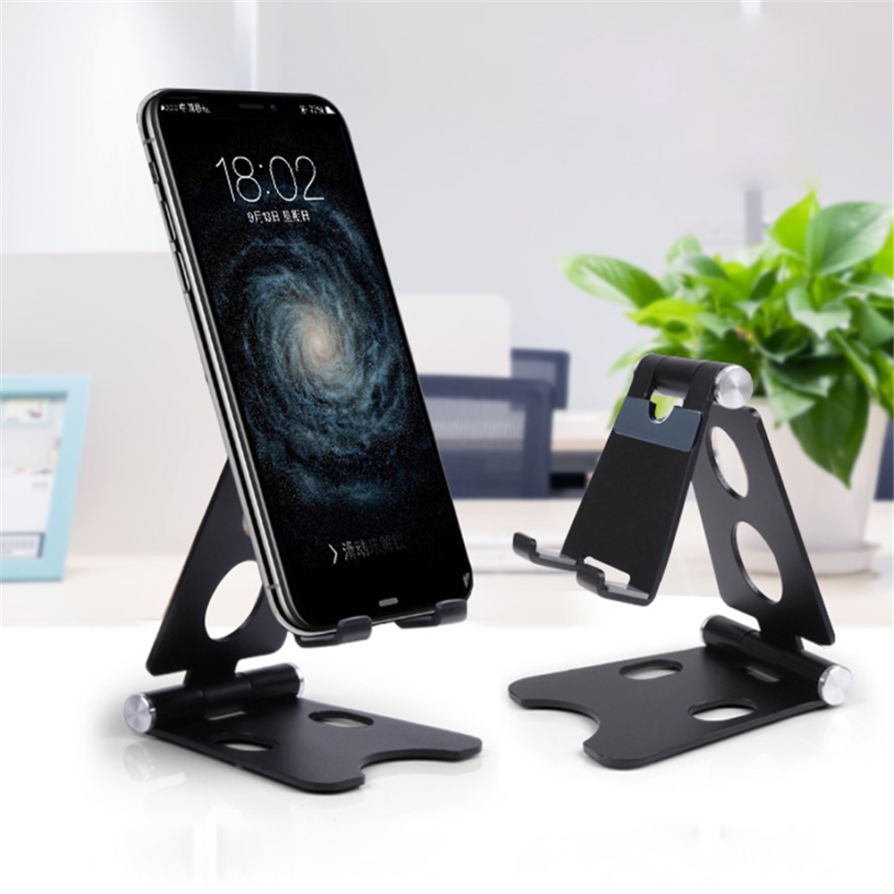 Universal Aluminum Alloy Desktop Mount for iPhone Samsung Huawei - Size: S / Black-1