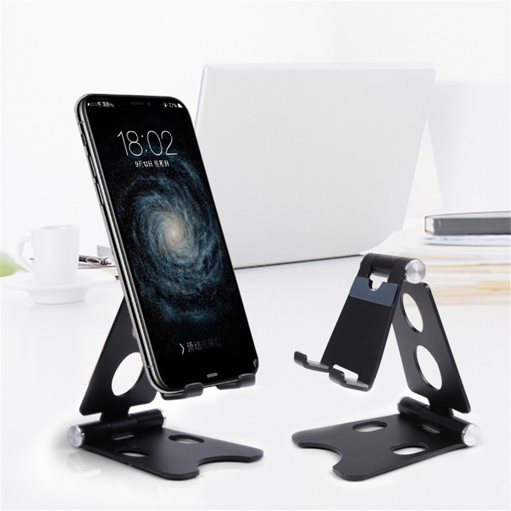 Universal Aluminum Alloy Desktop Mount for iPhone Samsung Huawei - Size: S / Black-2