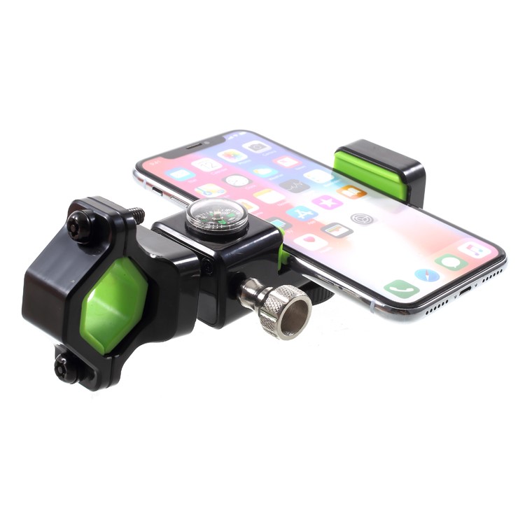 Universal Bike Phone Holder LED Light Handlebar Mount Stand with Compass, Clamp Width: 50-90mm - Green-5