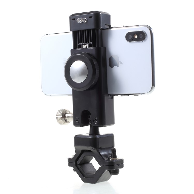 Universal Bike Cell Phone Holder LED Light Handlebar Mount Bracket with Compass, Clamp Width: 50-90mm - Black-3