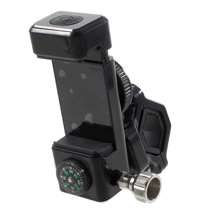 Universal Bike Cell Phone Holder LED Light Handlebar Mount Bracket with Compass, Clamp Width: 50-90mm - Black-6