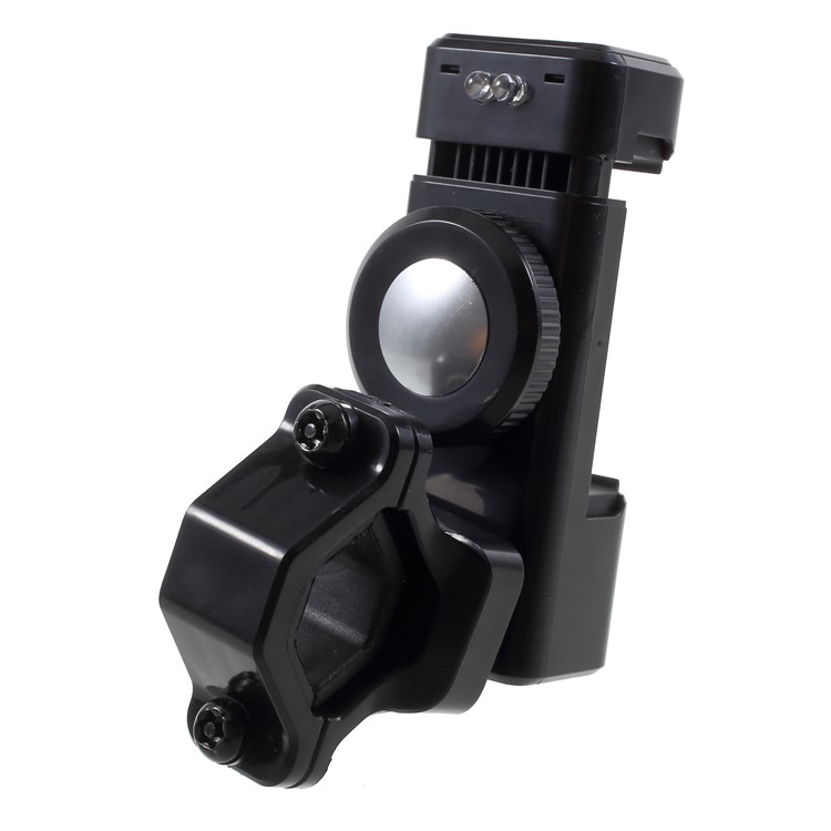 Universal Bike Cell Phone Holder LED Light Handlebar Mount Bracket with Compass, Clamp Width: 50-90mm - Black-7