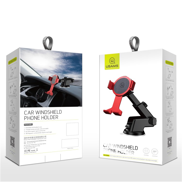 USAMS US-ZJ036 Adjustable Mesa Gravity Strong Suction Car Mount - Red-3