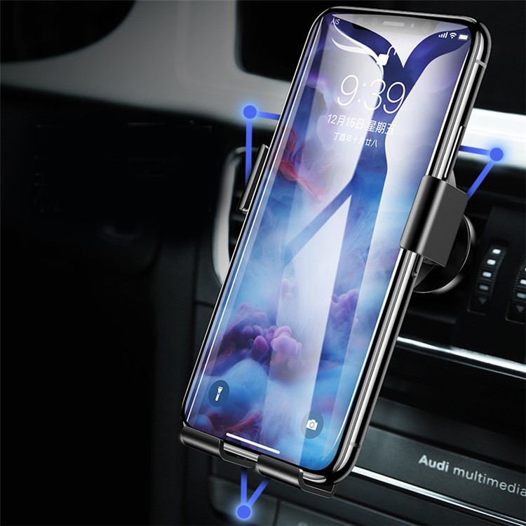 USAMS US-ZJ035 Rotating Metal Car Air Vent Smartphone Mount for iPhone Samsung Huawei - Black-2
