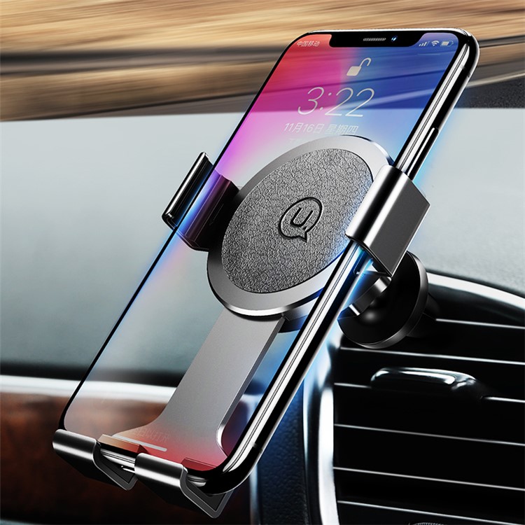 USAMS US-ZJ035 Rotating Metal Car Air Vent Smartphone Mount for iPhone Samsung Huawei - Black-3