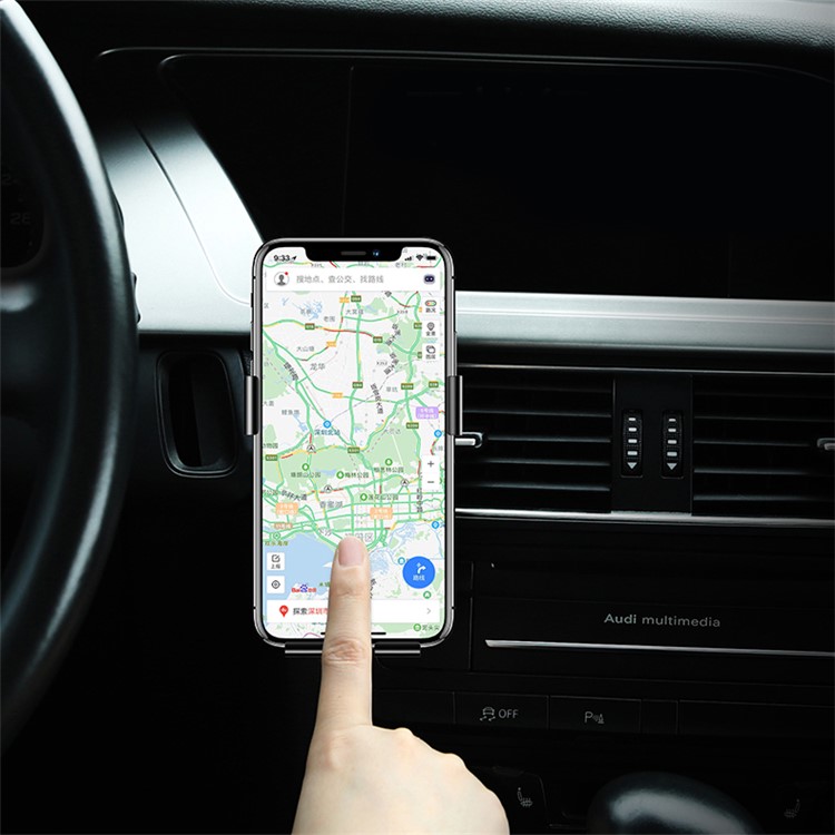 USAMS US-ZJ035 Rotating Metal Car Air Vent Smartphone Mount for iPhone Samsung Huawei - Black-4