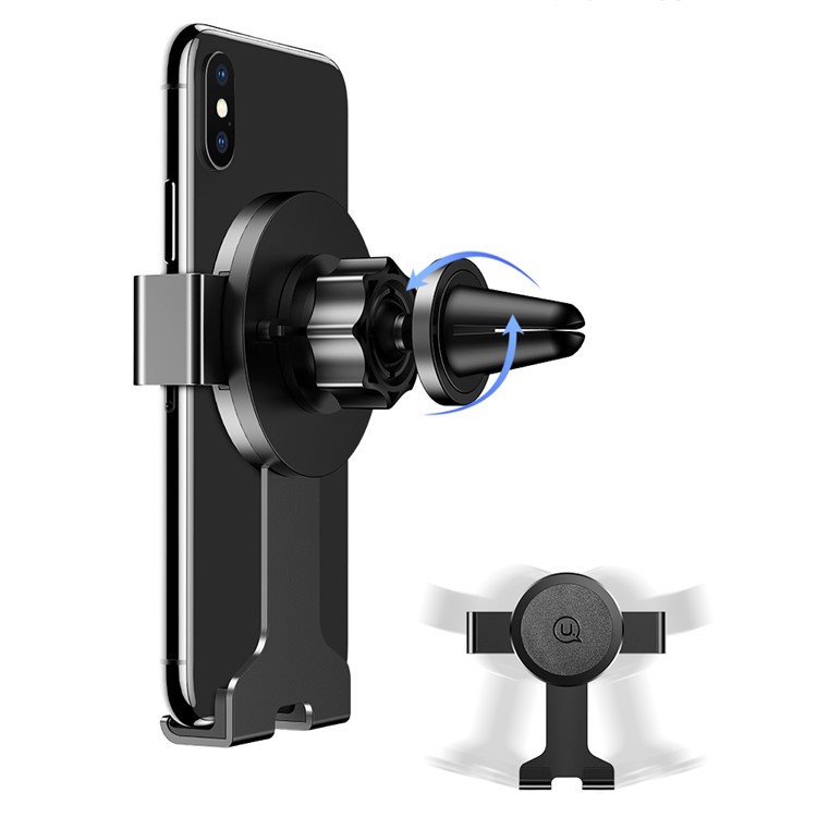 USAMS US-ZJ035 Rotating Metal Car Air Vent Smartphone Mount for iPhone Samsung Huawei - Black-5