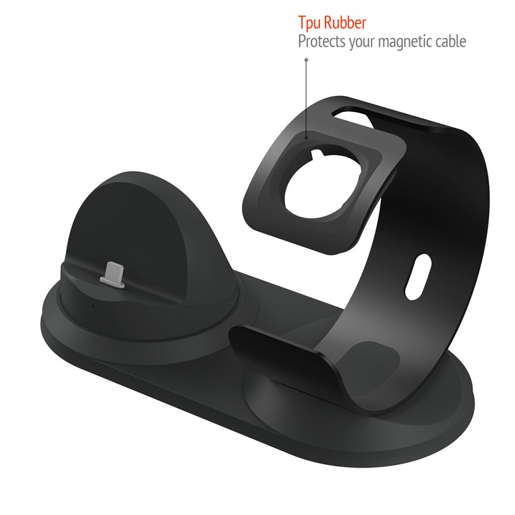 Aviation Aluminum Charging Station Stand for Apple Watch iPhone etc - Grey-2