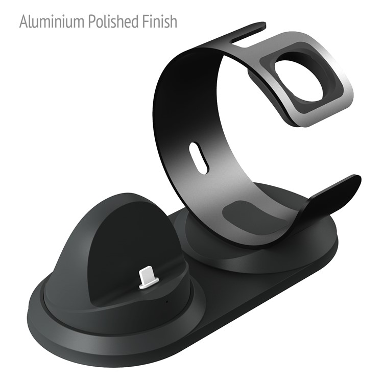 Aviation Aluminum Charging Station Stand for Apple Watch iPhone etc - Grey-4