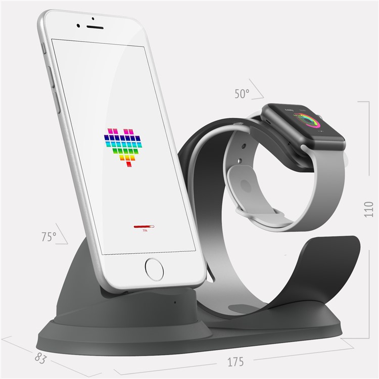 Aviation Aluminum Charging Station Stand for Apple Watch iPhone etc - Grey-5