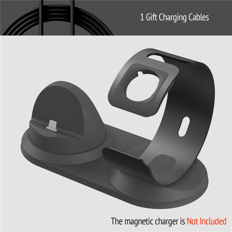 Aviation Aluminum Charging Station Stand for Apple Watch iPhone etc - Grey-6