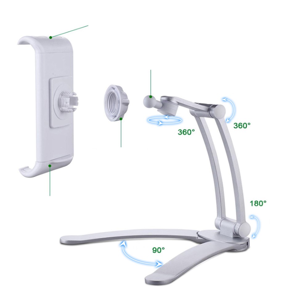 2-in-1 Universal Kitchen Wall Mount Stand and Desk Holder for Phone and Tablet - Silver-2