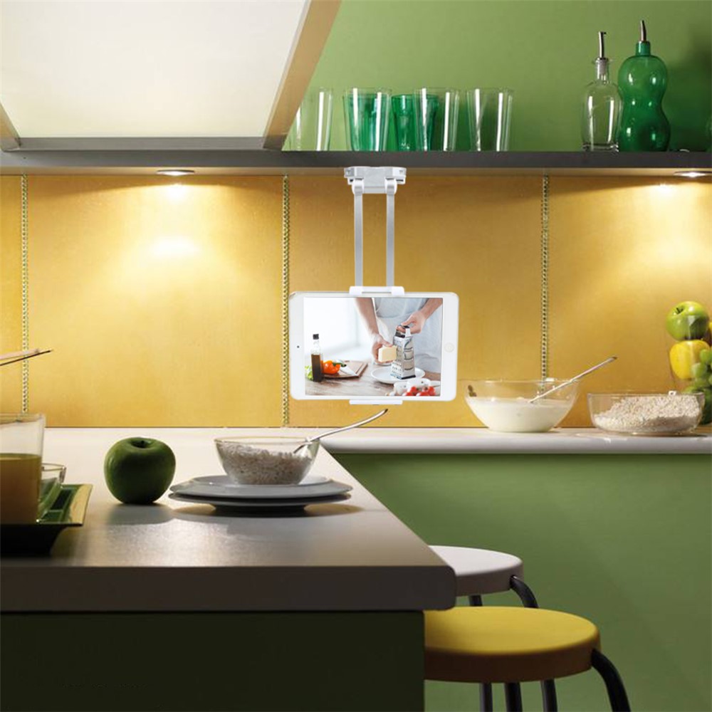 2-in-1 Universal Kitchen Wall Mount Stand and Desk Holder for Phone and Tablet - Silver-7