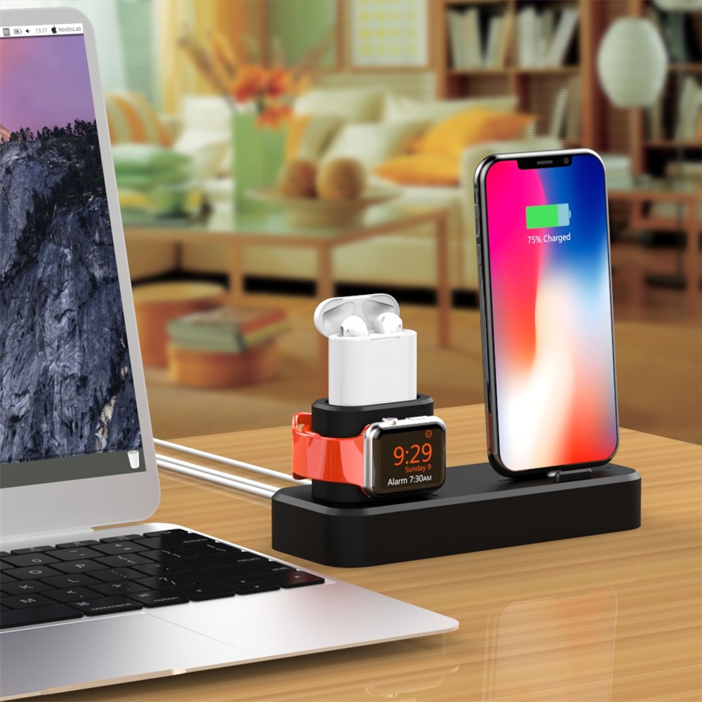 Stand di Ricarica AJGJZJ001 3 in 1 Per Iphone/iwatch/airpods Carming Dock Station - Nero